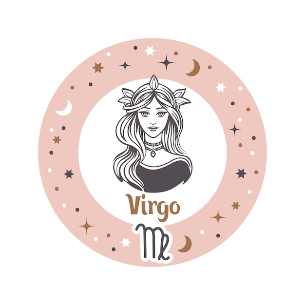 Virgo horoscope sign Element of zodiac astrology Esoteric symbol for logo or icon Vector