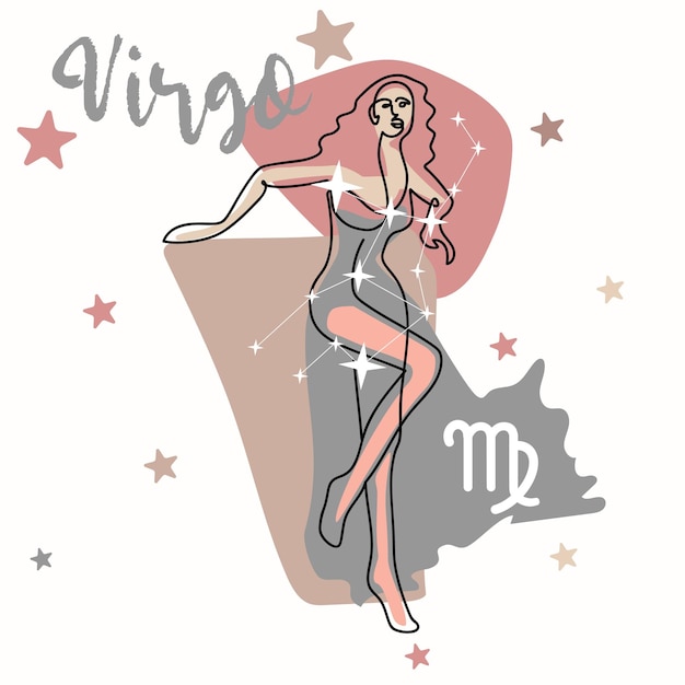 Virgo is a constellation of the zodiac sign. A girl in a modern style with colored spots