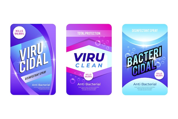 Viricidal and bactericidal cleaner labels pack