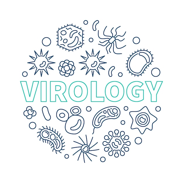 Virology round creative vector outline biology illustration