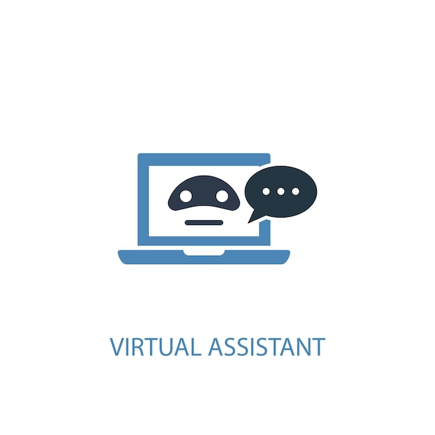 Virtual Assistant concept 2 colored icon. Simple blue element illustration. virtual Assistant concept symbol design. Can be used for web and mobile UI/UX