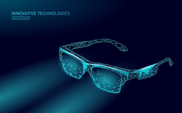 Vector virtual augmented reality glasses . innovation media entertainment polygonal concept. technology web connection cinema   illustration.