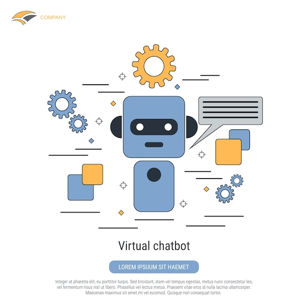 Virtual chatbot flat contour style vector concept illustration