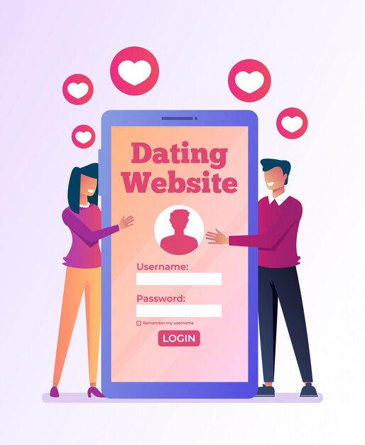 Vector virtual dating meeting by smartphone