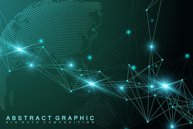 Virtual Graphic Abstract Background Communication with World Globe. Perspective backdrop of depth. Digital data visualization. Vector illustration