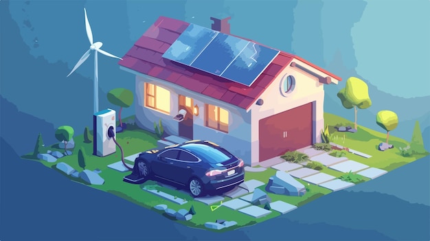 Virtual Home Energy Battery Vector Illustration