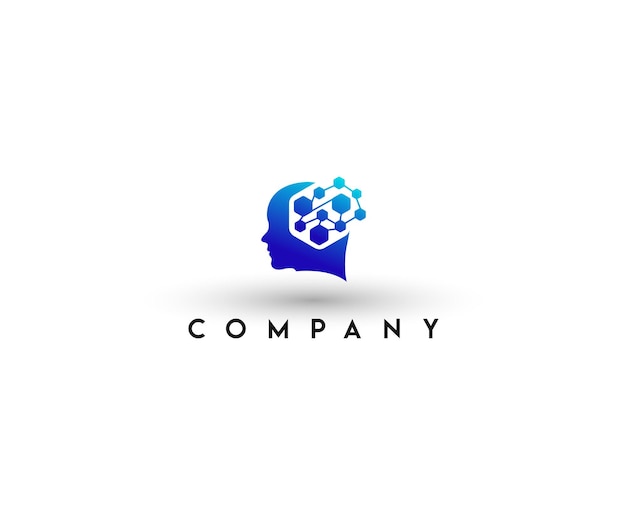 Virtual human box builder logo brain logo