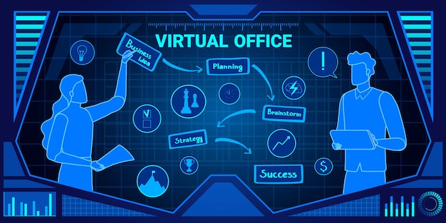 Virtual office service  illustration.