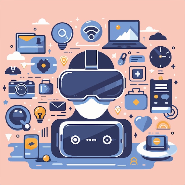 Vector virtual reality headset element illustration