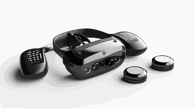 Vector virtual reality monochrome glasses and controller technology image