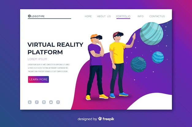 Virtual reality platform landing page