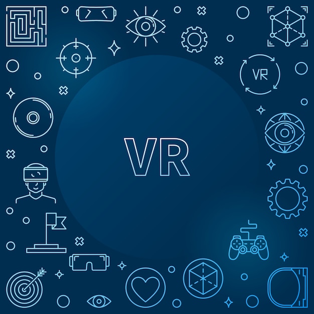 Virtual Reality or VR concept outline blue vector frame