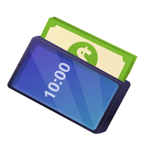 Virtual smartphone money icon Cartoon of virtual smartphone money vector icon for web design isolated on white background