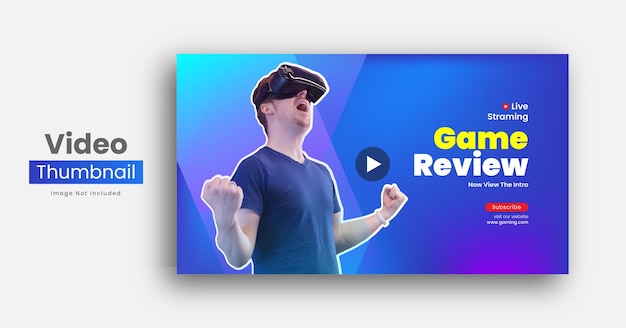 Virtual world or video game review youtube channel thumbnail and web banner Premium Vector