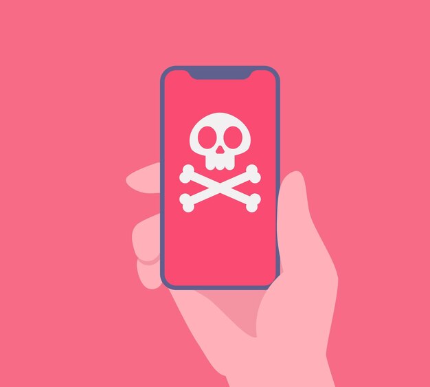 Virus alert message notification on smartphone Malware and virus notification or error in mobile phone Red alert warning of spam data insecure connection scam Vector illustration