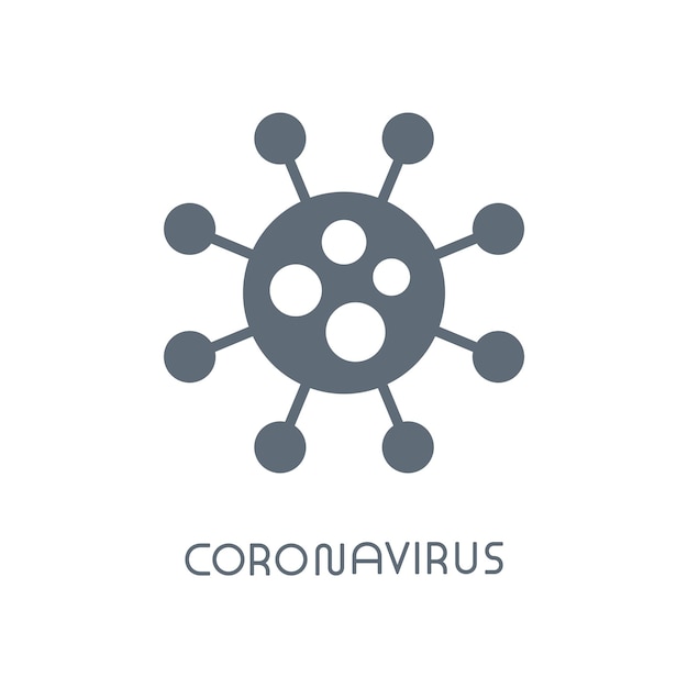 Virus cartoon icon with minimalistic inscription design Vector bacteria symbol Simple cell sign