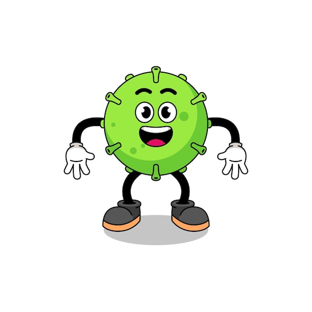 Virus cartoon with surprised gesture