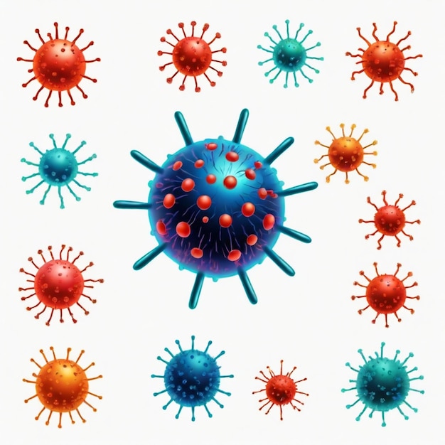 Vector virus detection vector set white background isolated a high