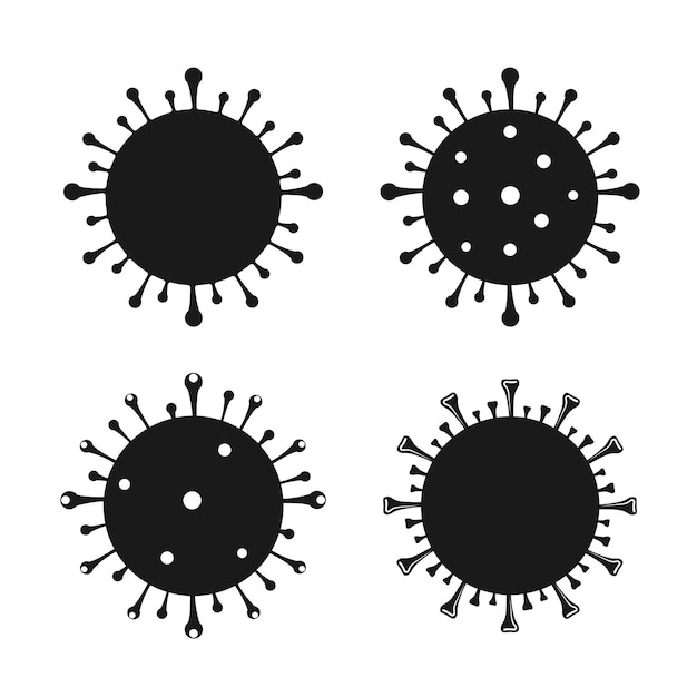 Virus molecule black silhouettes set