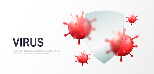 Virus protection concept security shield for virus protection vector shield on white background