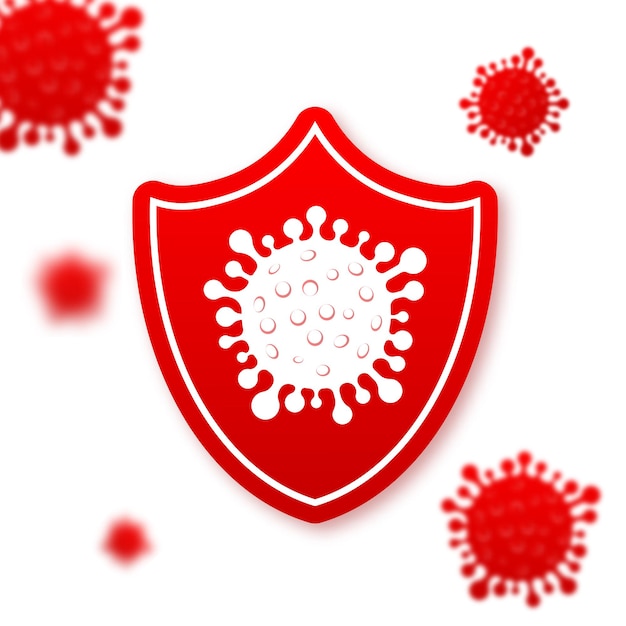 Virus protection Virus germs Security shield Immune system People vaccination Vector illustration