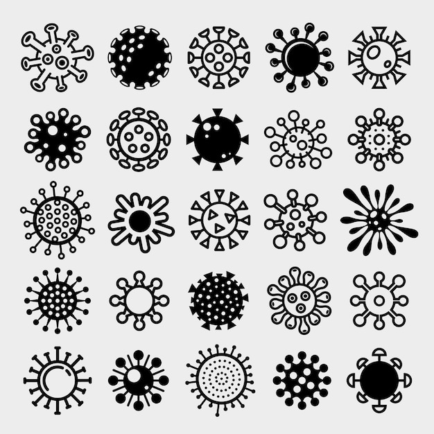 Virus set. Collection icon virus. Vector illustration