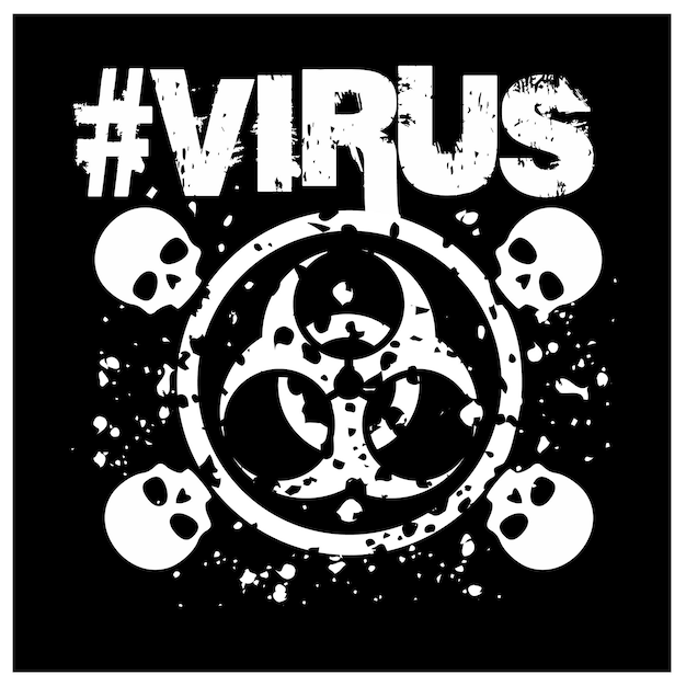 virus skull grunge vintage design t shirts