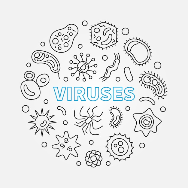 Viruses vector round illustration made with virus outline symbols