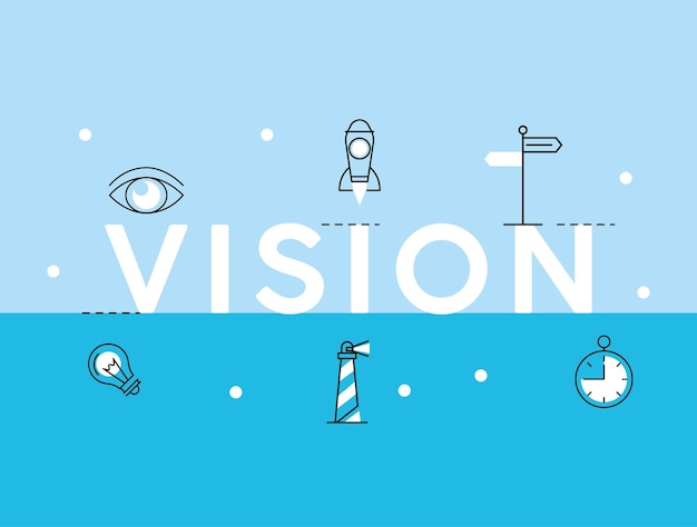 Vector vision word and icons