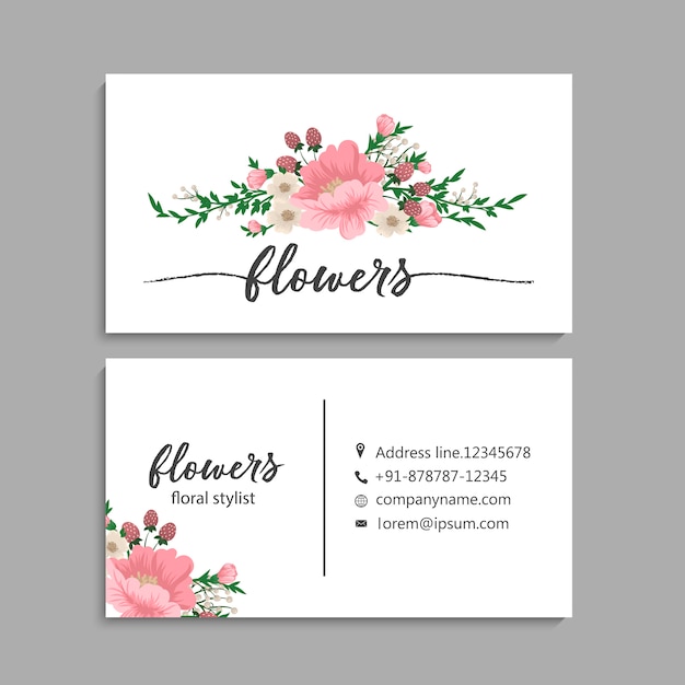 Visit card with flowers