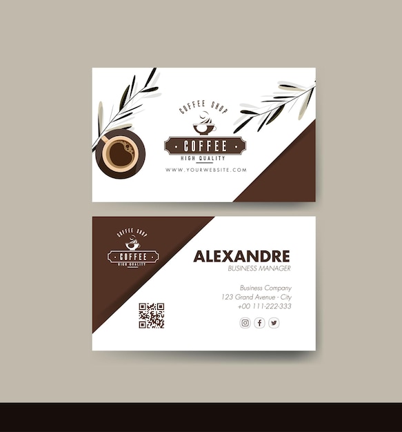 visiting card template and business coffee card eps vektor free