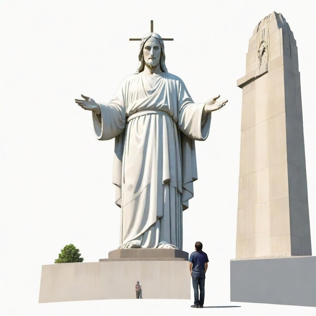 Vector visitor admiring christ the redeemer vector set white background isolated