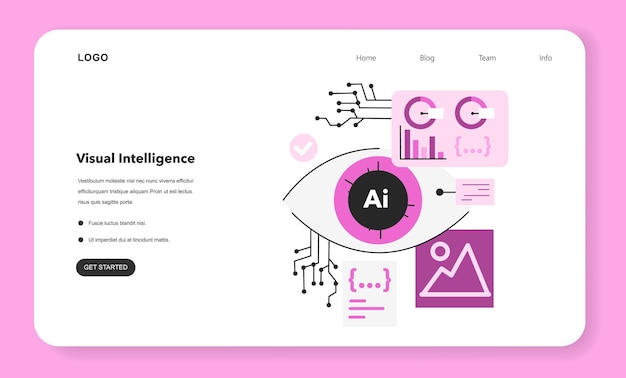 Visual intelligence web banner or landing page ai selflearning