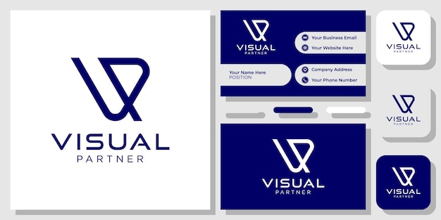 Visual Partner combination initials capital bold simple with business card template