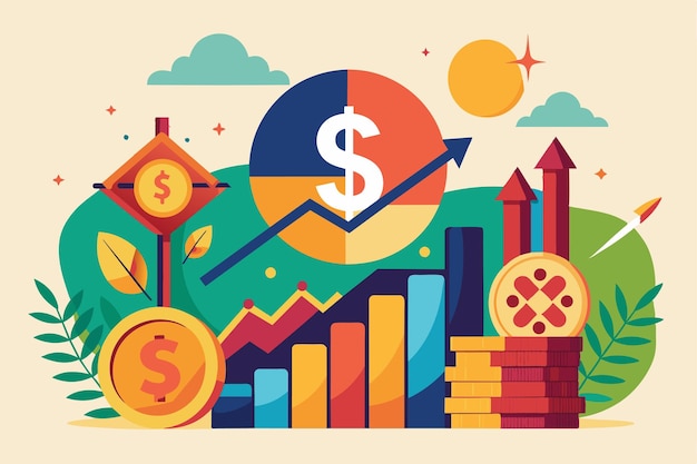 The visual showcases a vibrant representation of dollar market trends and financial growth indicators Look at the dollar market price