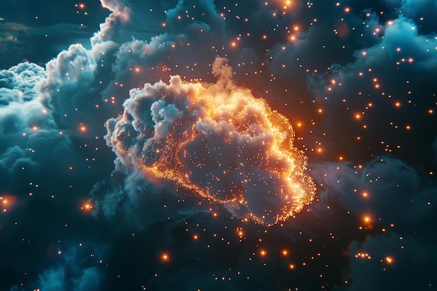 visualization of fractal nebula big bang universe explosion space nebulae and stars in infinity