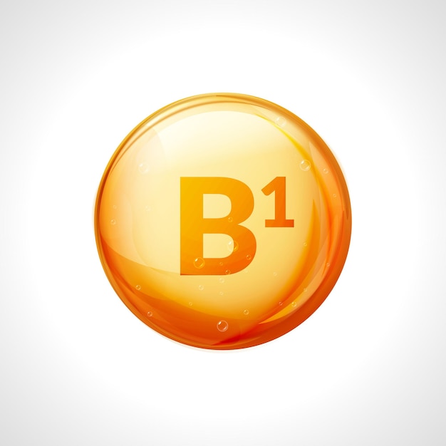 Vitamin B1 isolated on white. Medicine health symbol of thiamin. Natural chemical b1 vitamin.