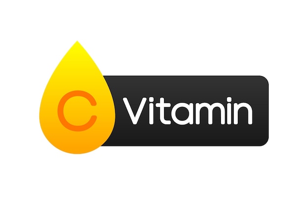 Vitamin C Health concept Badge logo icon on white background Vector illustration