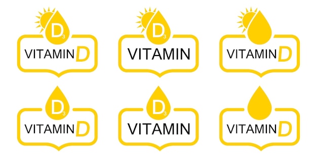 Vitamin D and D3 set icons isolated symbols vector illustration