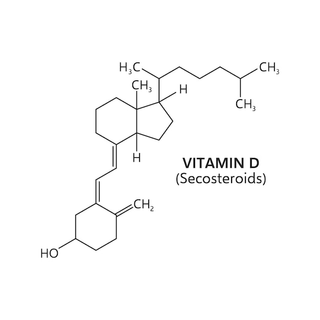 Vitamin D formula vector line chemical structure