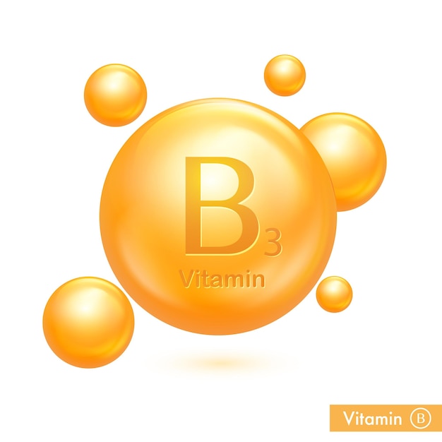 Vitamin E vector gold icon 3d golden drop pill capsule Beauty treatment nutrition skin care design