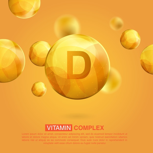 Vitamin gold icon. Retinol vitamin drop pill capsule