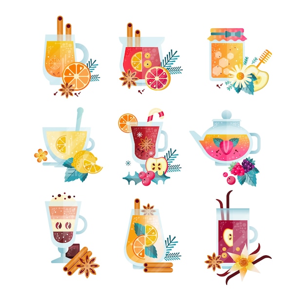 vitamin healthy drinks Illustrations on a white background