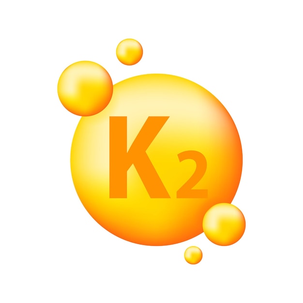 Vitamin K2 with realistic drop Particles of vitamins in the middle