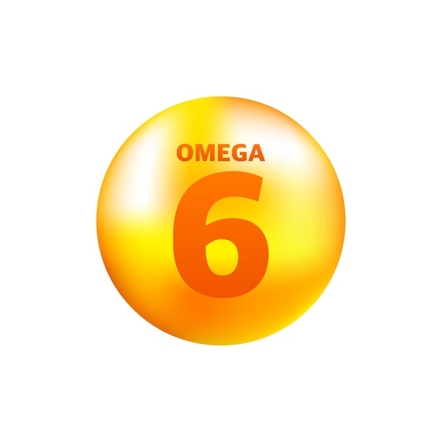 Vitamin omega 6 with realistic drop on gray