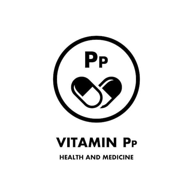 Vitamin Pp vector icon Vector icon for health Icon vitamin pill