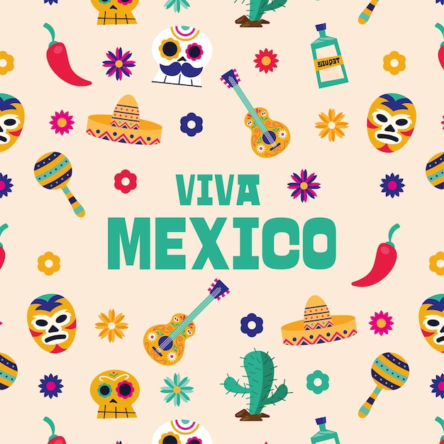 Viva mexico icons background design, Culture theme Vector illustration