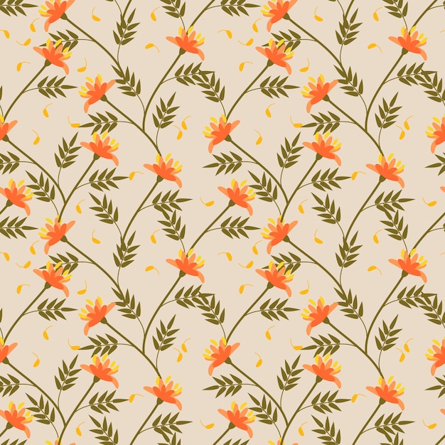 Vivid autumn flower seamless pattern