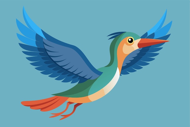 A vivid bird soars gracefully through a clear blue sky with elegantly spread wings Flying bird Customizable Semi Flat Illustration