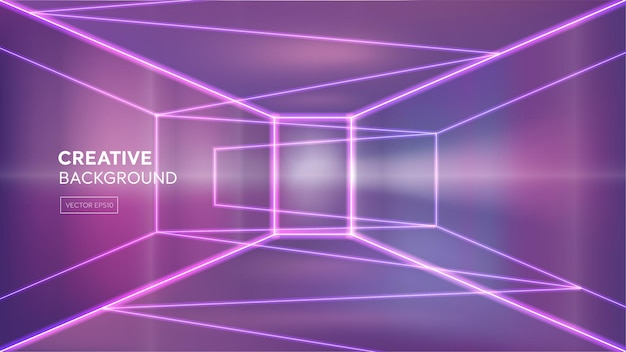 Vivid fufuristic creative design pink purple laser room abstract background